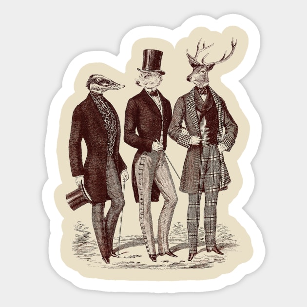 Gentlemen in the Woods Sticker by Liuk